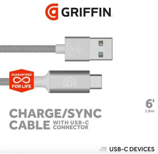 GENUINE GRIFFIN 1.8M USB TYPE C CHARGER CABLE SAMSUNG S8 S9 S10 PLUS S10e S20 - Image 3 of 4