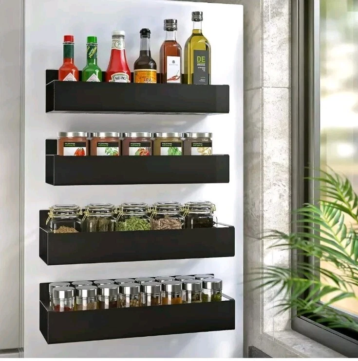 Magnetic Spice Rack for Refrigerator, Moveable Magnetic Spice 4 Pack Black
Opens in a new window or