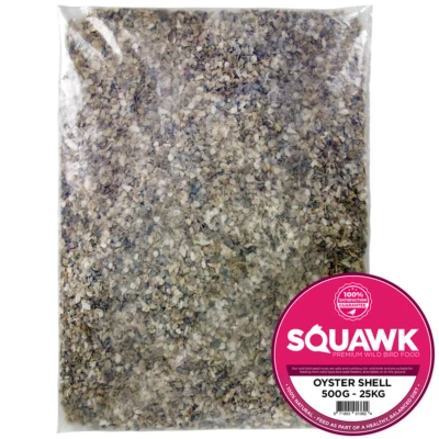 SQUAWK Hen Sized Oyster Shell - Chicken Hen Poultry Nutritious Food Feed Grit