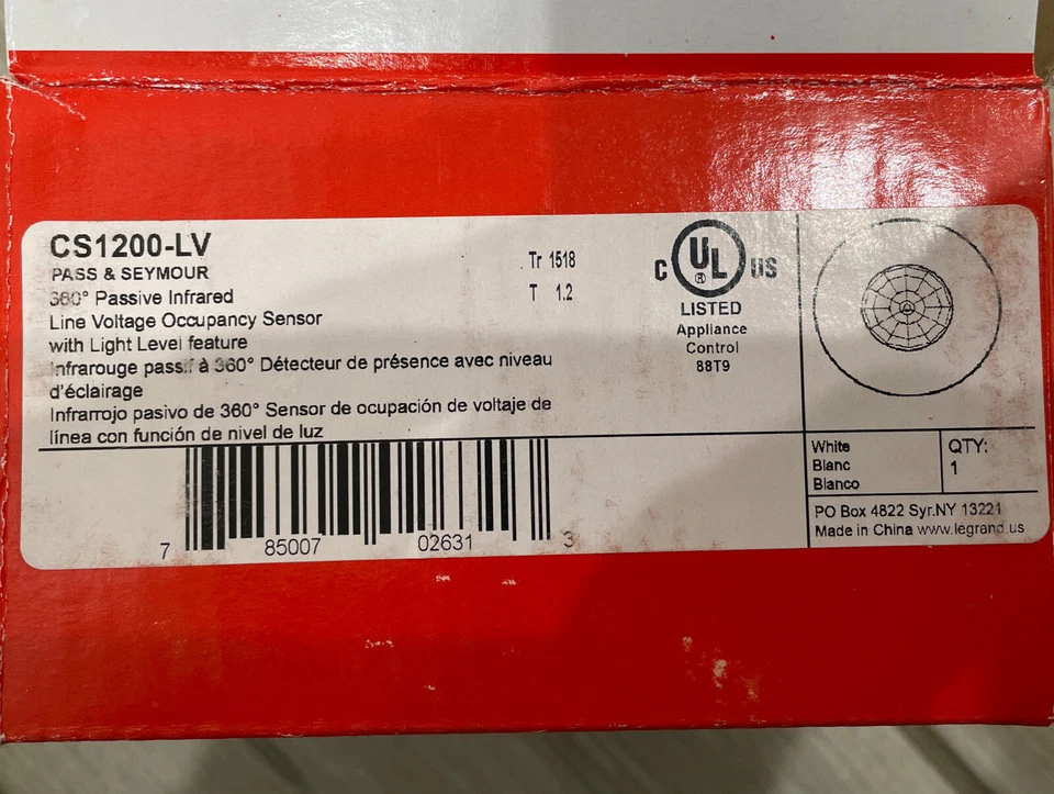 (C) Pass & Seymour CS1200LV 360 Occupancy Sensor 120/277/347 VAC at 50/60 Hz ⚡️ - Image 2 of 4