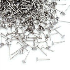 500pcs 304 Stainless Steel Flat Earring Posts Tray Blank Peg Stud Findings 12mm