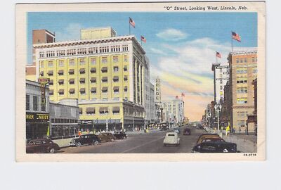 PPC Postcard NE Nebraska Lincoln O Street Looking West Business Street View Kind