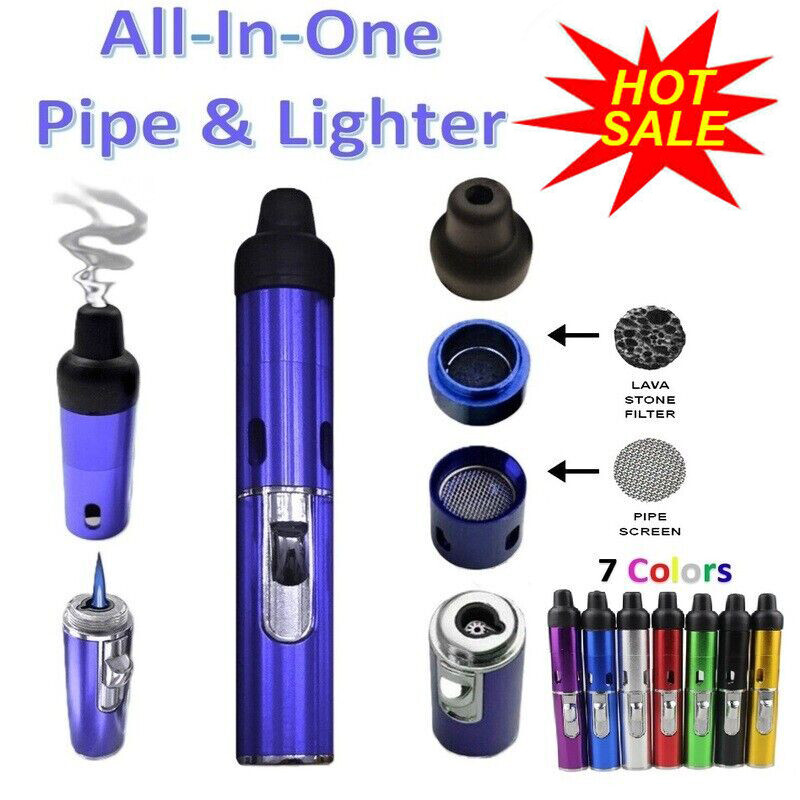 All-in-1 Pipe Windproof Click Butane Refillable Torch Lighter Click-N-Hit HOT