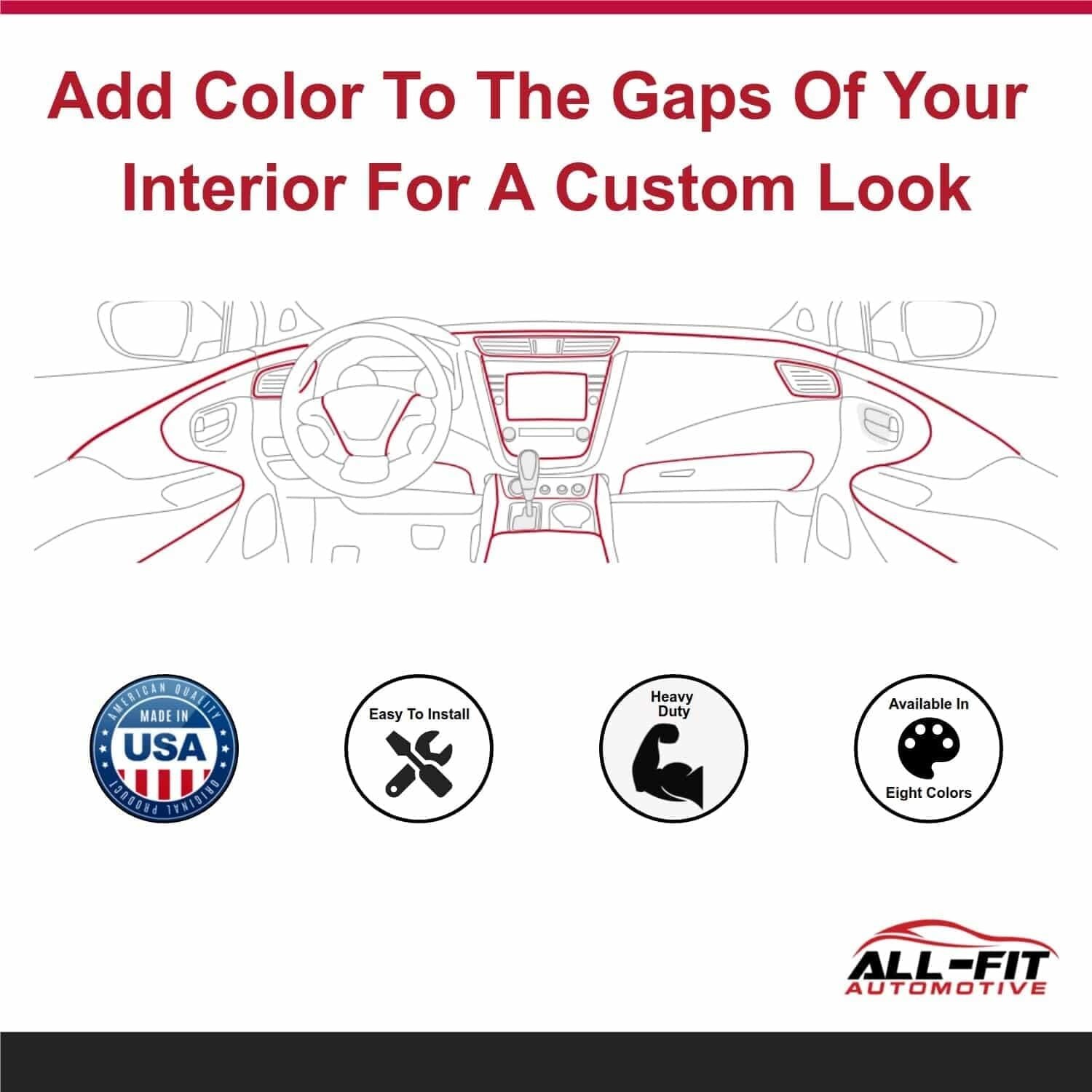 All-Fit Gap Trim Interior Custom Automotive Trim - Universal Fit - (Blue)