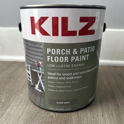 Kilz Porch Patio Latex Floor Paint Slate Gray 1 Gallon Low Lustre Enamel Acrylic