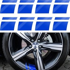 Tallew 8 Pcs Wheel Rim Decal Stripes Blue Reflective Stickers for Cars