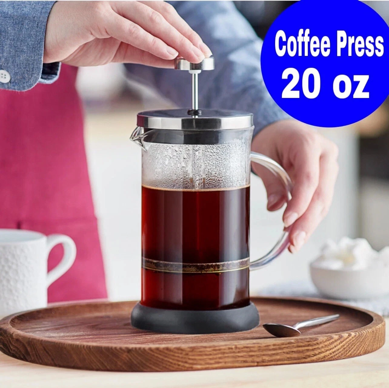 20 oz French Press Coffee Maker Glass Stainless Steel Espresso Tea Maker US