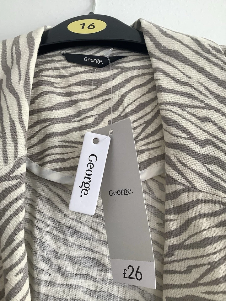 George Ladies Animal Print Jacket Cream Size 16 New With Tags - Image 4 of 4