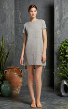 Nitrogen Women's Knit Short Sleeve Big Pocket Tee Dress Heather Grey M New