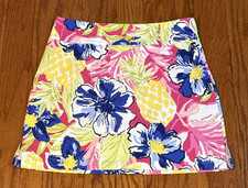 Rafaella Small Women Pickleball Pull On Skort Skirt w/ Shorts Pineapple Floral