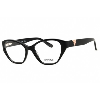 Guess Unisex Eyeglasses Acetate Shiny Black Cat Eye Frame, 51mm GU50162 001