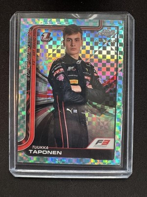 Tuuka Taponen 2025 Topps Chrome Formula 1 F3 Aqua Checker /199 Portrait 1st