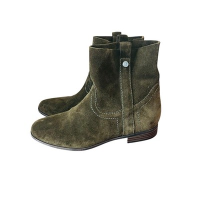 Frye & Co Sarah Shortie Olive Suede Ankle Booties Size 7