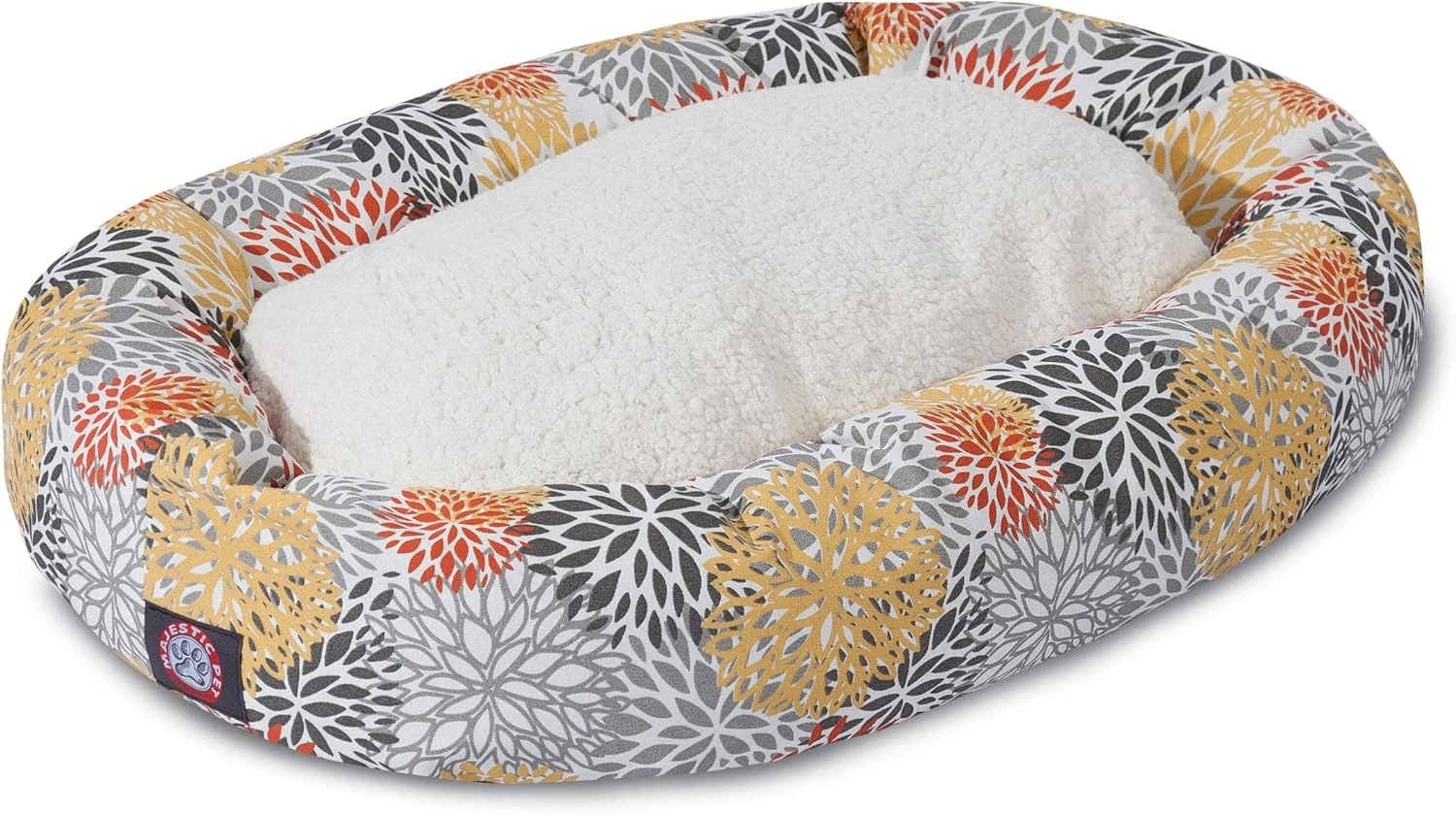 Cozy 40" Citrus Blooms Sherpa Bagel Bed for Cats and Small Dogs