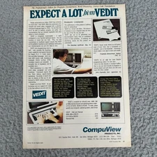 VEDIT CompuView Vintage Computer Word Processor Programming Editor Print Ad 1983