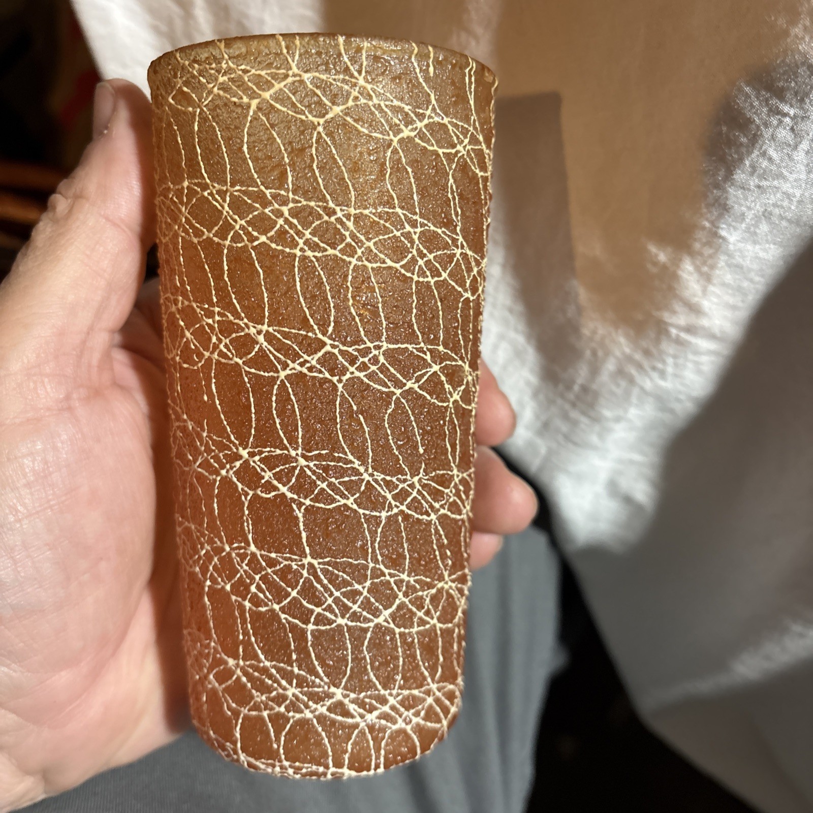 Vintage Spaghetti String Splatter Glass Pitcher and 4Tumblers Glasses