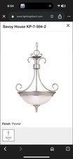 Savoy House Pewter Pendant Light with White Marble
