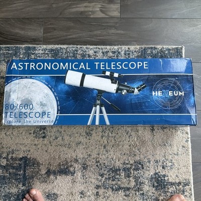 Hexes Telescope 80mm Aperture 600mm Refracting w/ Phone Adapter Tripod
