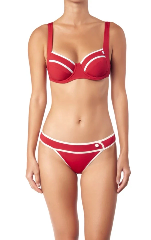 TRAJE - MARINERO - BALCONETTE Maya Bikini Top Rojo y Blanco 38C Nuevo con Etiquetas $67 Foto 2 de 4