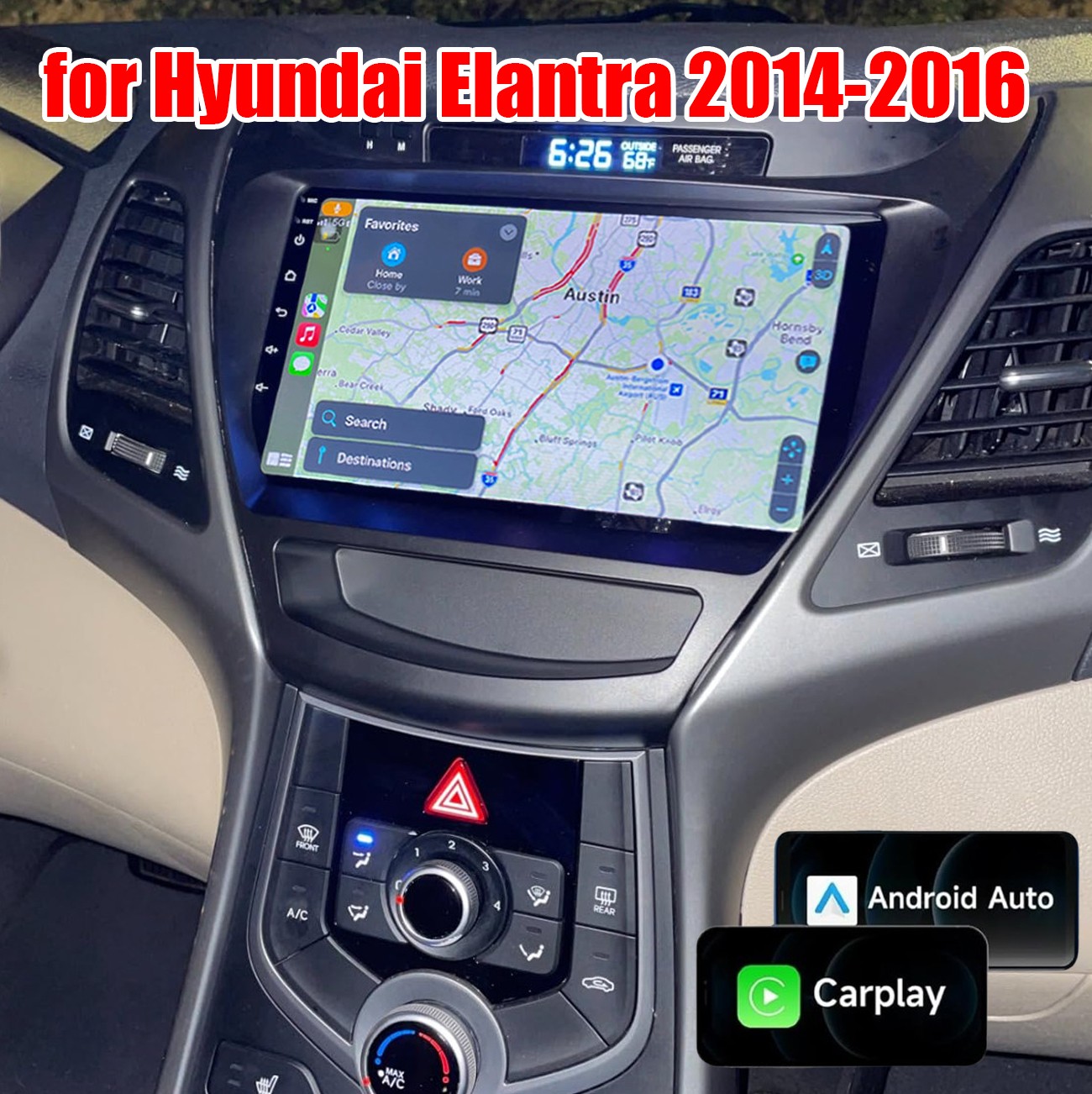 2+64G For Hyundai Elantra 2014-2016 Android 15 Car Stereo CarPlay GPS Navi Radio
