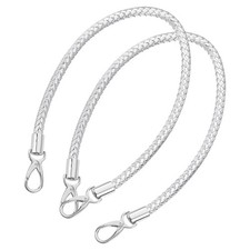2Pcs 60cm Short Leather PU Braided Purse Replacement Silver, Silver 