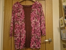 Boden jumper  size 12 purple/pink floral wool button back 3/4 sleeve