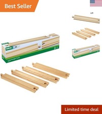 World 33341 4-Piece Long Wooden Train Tracks - Expandable  Compatible Set