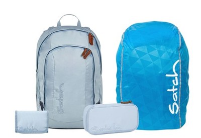 Satch, Schulrucksack-Set AIR Nordic Ice Blue 4-teilig