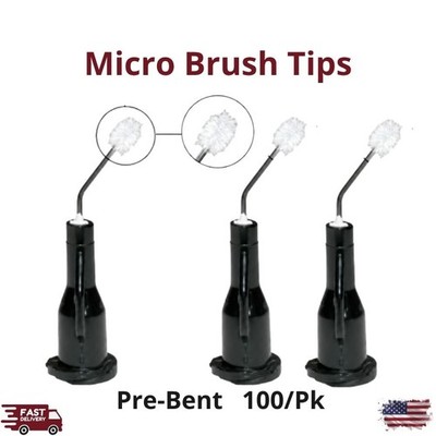 100/Pk Pre-Bent Dispensing Tips, Micro Brush-Padded, Stand-Out Fibers, Black