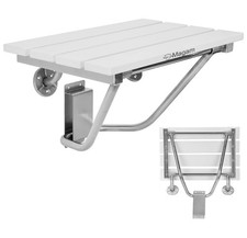 Folding Shower Seat Wall Mounted, Teak Bench for Adults, Foldable Shower...