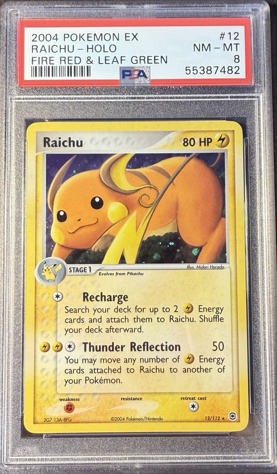2004 Pokémon EX FireRed & LeafGreen 12 Raichu Holo PSA 8 NM-MT