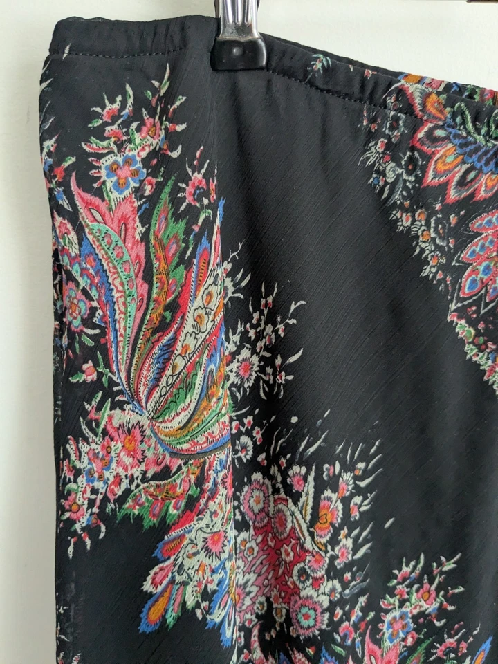 Платье Barn Plus размер черный цветочный струящийся натяжной трапециевидный эластичный пояс 22 Вт с подкладкой  - Изображение 4 из 4