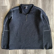 Kuhl Sweater Mens Size Large Thor 1/4 Zip Fleece Thermo Kore Wool Blend Outdoor