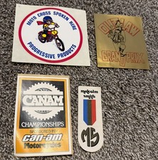 Vintage Motorcycle Stickers Canam, Grand Prix, Malcolm Smith And More Lot Of 4