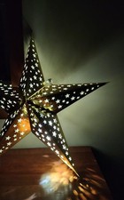 NEW Gold Star Paperboard Hanging Lantern / Decoration for Light - 26" - Set of 2