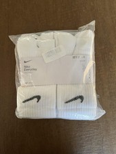 Nike Dri Fit Dry Cushioned Cotton Crew Socks 6 Pairs LARGE WHITE