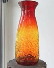 Vintage MCM BLENKO GLASS 6610 Flared textured Vase Amberina Red Orange Cadmium