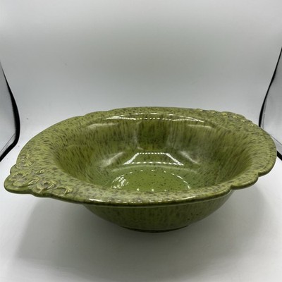 RARE Vintage Royal Haeger 4060 Mottled Green Pottery Ewer Basin 15x12x4 in.