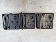 3 Matched Antique surface mounted cast iron rim lock  4" x 4"