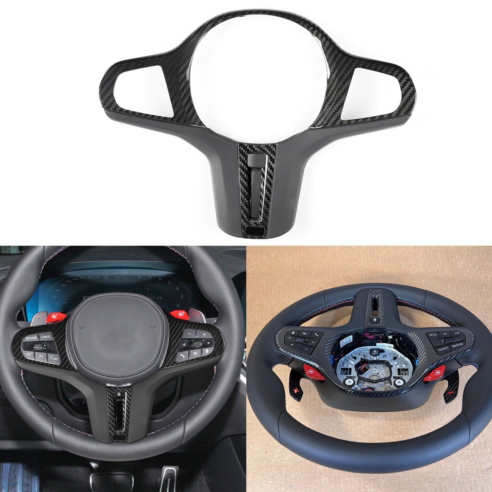 1xReal Carbon Fiber Steering Wheel Cover For BMW X3M X4M X5M X6M F95 F96 F97 F98