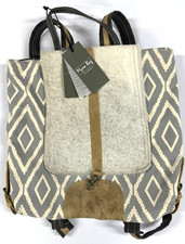 Myra Bag Artist's Impression Upcycled Canvas Leather Backpack Purse S-1333 BB12