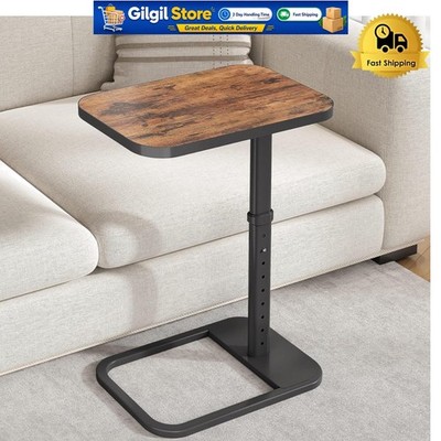Modern Adjustable Snack Table with Rounded Metal Corners: Ideal for Small Spaces
