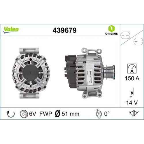 Alternateur Valeo 439679 Valeo Origins pièce auto de rechange pour batterie 12V