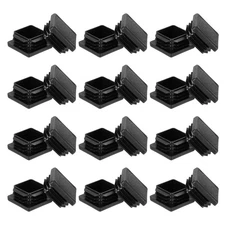 Square Plastic Hole Plugs 1-1/4", 25 Pack Tubing Insert End Cap, Black