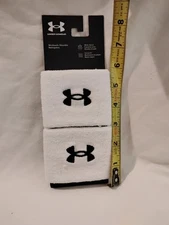 Under Armour UA 3" Performance  White With Black Wristbands Pair 1276991