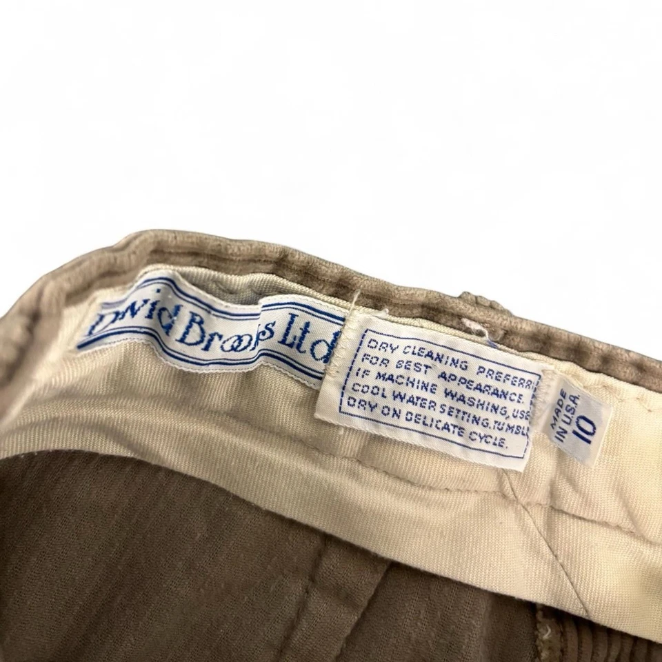 Calça sob medida vintage anos 90 David Brooks veludo feita nos EUA tamanho 10 - Imagem 3 de 4