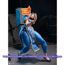 Chun-Li 1/12 Custom Cloth Outfit Blue Dress Scarf Set For Fighting Action Figure