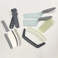 Kuhn Rikon Jar Opener Chop & Scoop Knife Serving Knives NEW GREY