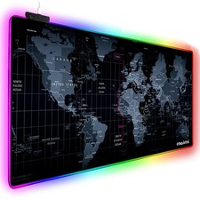 Extended RGB Gaming Mouse Pad Map Design XXL LED 10 Modes Mat 31.5x15 Inch 4mm