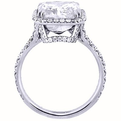 Bague De Fiançailles Halo En Moissanite Asscher 2,7 TCW - Plaqué Or Blanc 14K - Taille Personnalisable